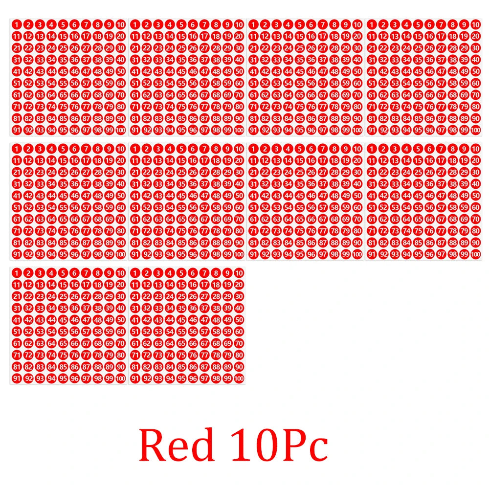 2/10Pcs Waterproof 7 Colors Number Sticker Label For Nail Polish Color Gel Varnish Marking Digital Label Sticker Manicure Tool HIP Red 10Pc