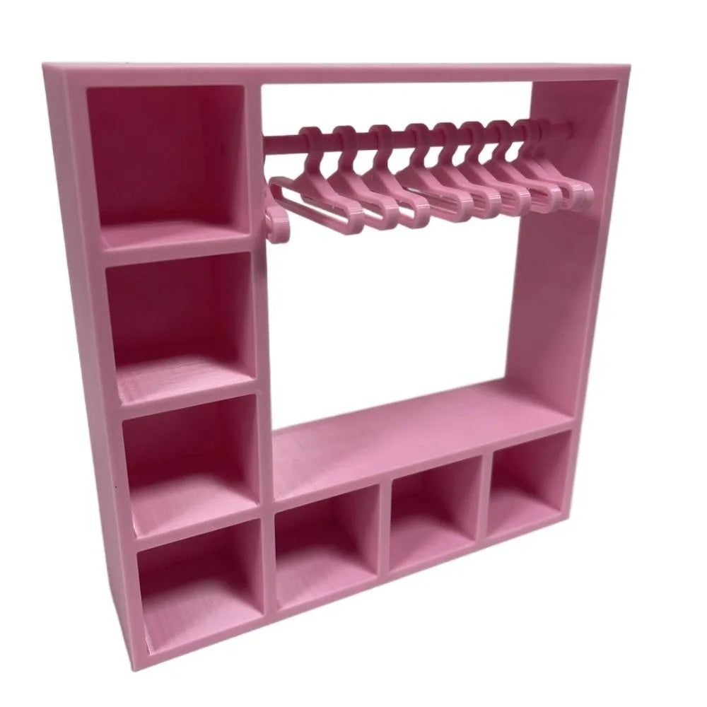 Mini Doll Clothes Closet Wardrobe with 10 Hangers – 1:12 Scale Doll Wardrobe Accessory HIP