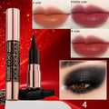 Orange Lipstick Silky Smooth Matte Long-wear Gel Eyeliner 3color Lip Gloss 2IN1 Makeup Pen Lipliner Stick Sexy Women Cosmetics HIP 04