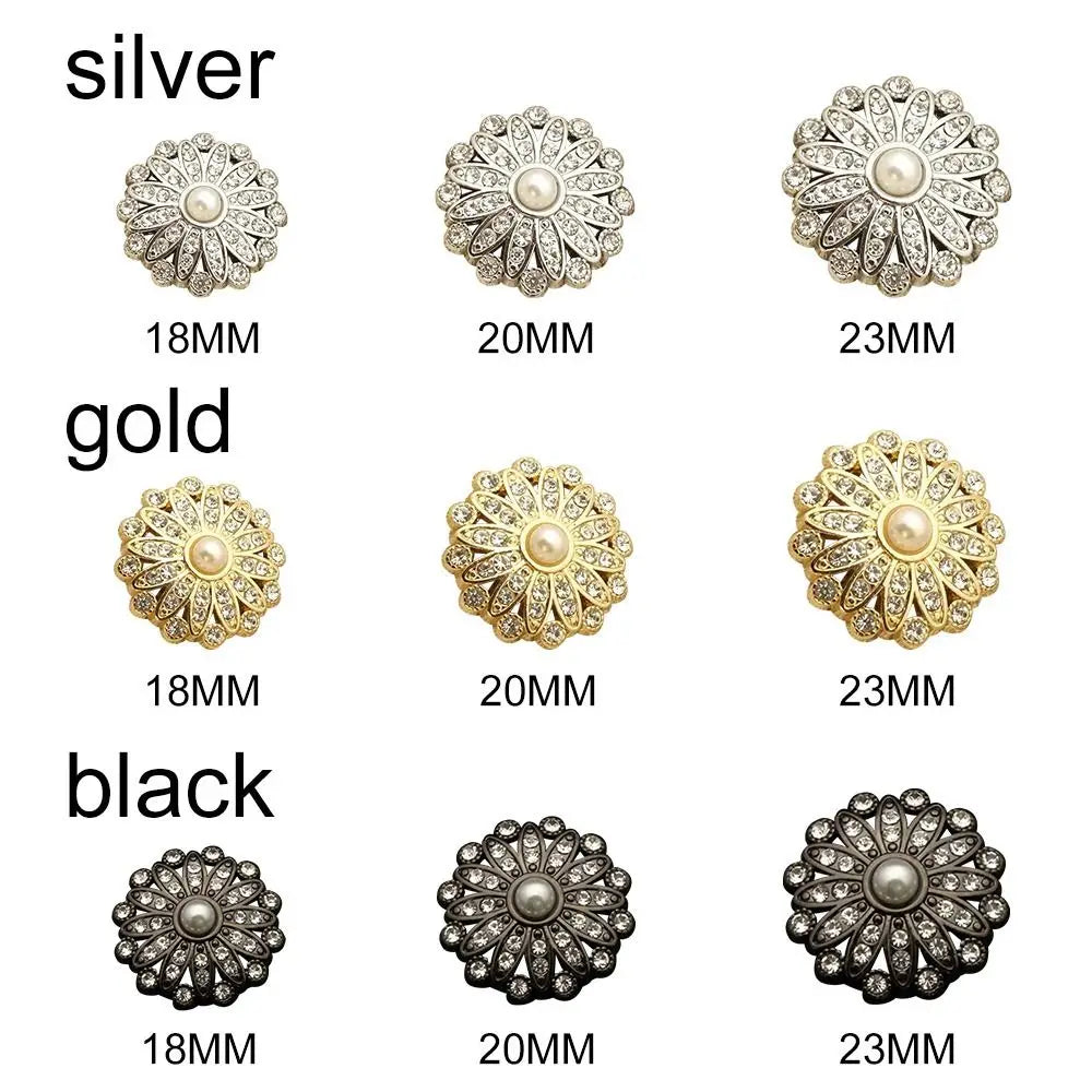 10-Pack Retro Metal Pearl Diamond Buttons – DIY Sewing Decorative Sewing Buttons HIP