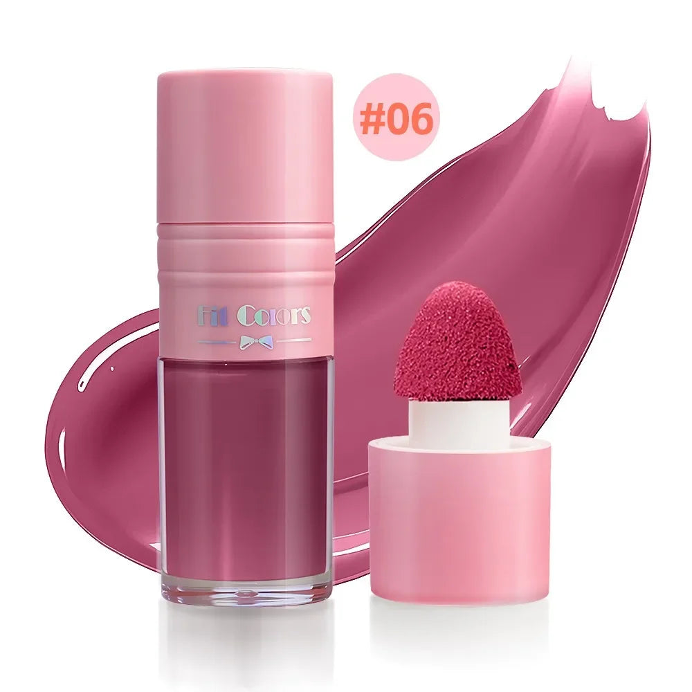 14 Colors Matte Liquid Blush Contour Highlighter Waterproof Long Lasting Sponge Brush Head High Pigment Blusher Brighten Bronzer HIP 06 Blush