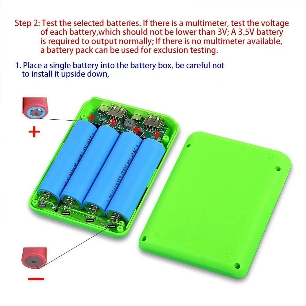 DIY 4-Slot 18650 Power Bank Box – Solderless Portable Charger Power Bank Case HIP