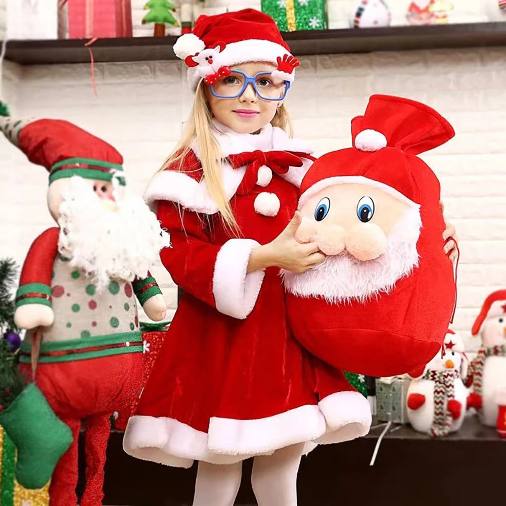 1PCS Velvet Santa Sack Velvet Reusable Christmas Bags Drawstring for Gifts Wrapping Large Xmas Bags for Presents HIP