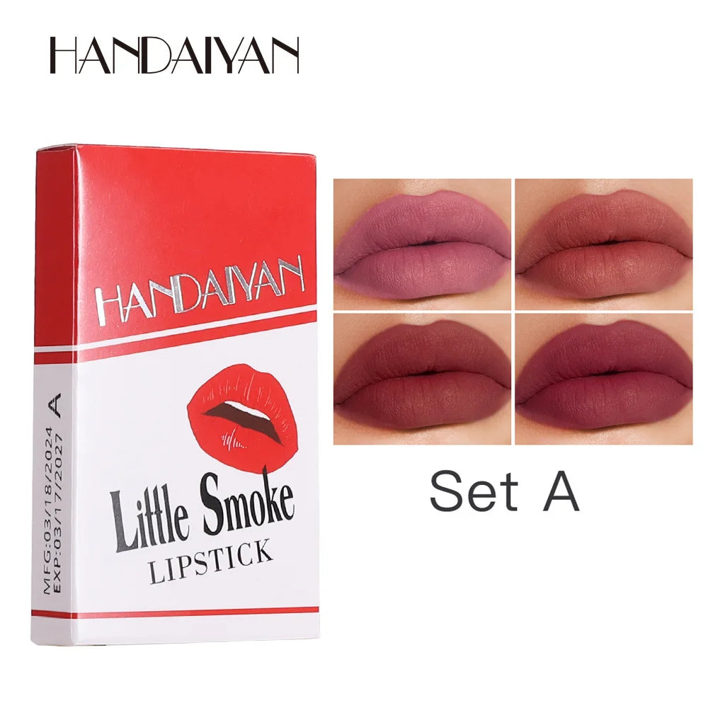 Handaiyan 4-Pc Matte Velvet Lipstick Set – Waterproof Nude Shades Matte Lipstick Set HIP Set A Full Size