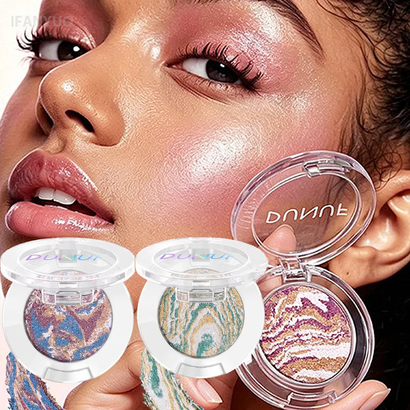 Monochrome Marble Pattern Highlighter Powder Shimmer Glitter Pigment Long Lasting Brightening Contour Blush Eyeshadow Cosmetic HIP
