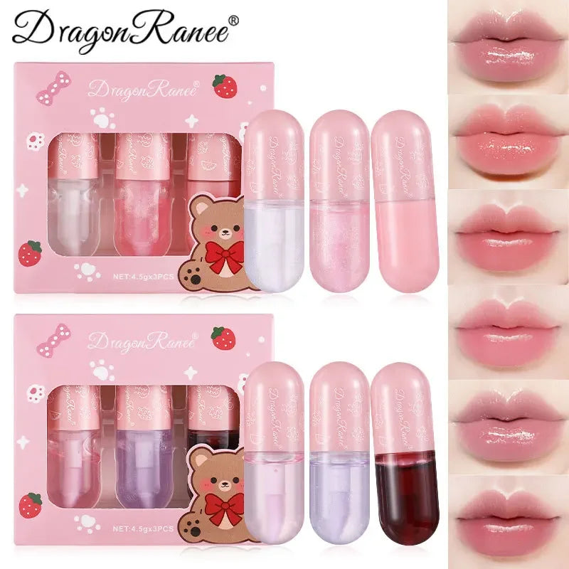 Dragon Ranee Pearly Mirror Lip Gloss Set – 3-Piece Glaze Mirror Lip Gloss Set HIP