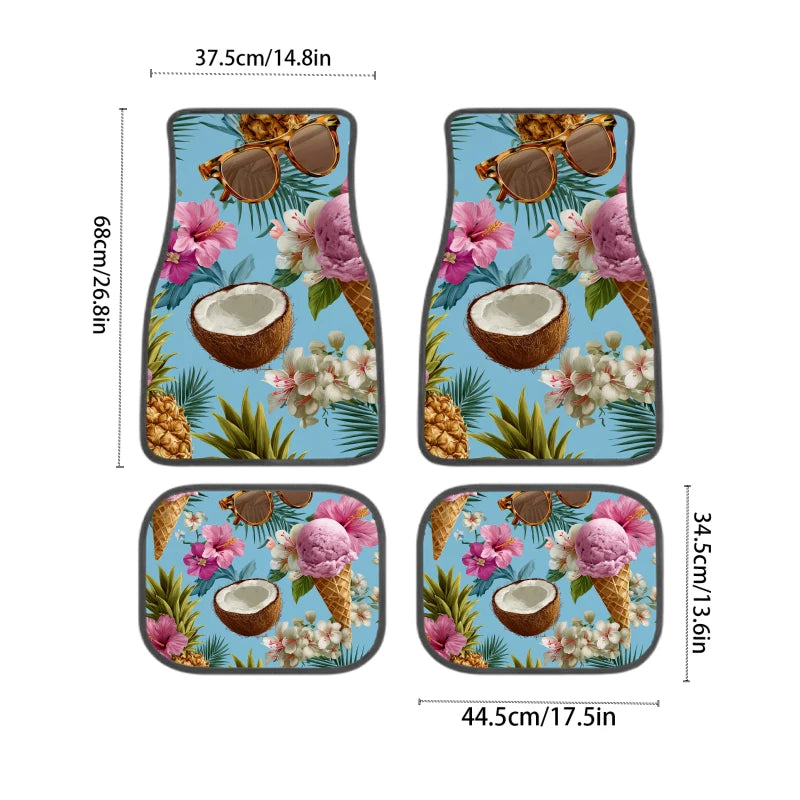 Tropical Car Floor Mats Set of 4 – Non-Slip Universal Fit Car Floor Mats HIP