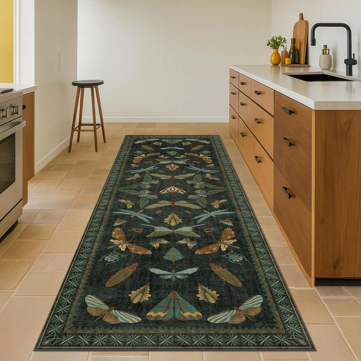 Hallway Carpet Runner Rug – Anti-Slip Machine Washable Retro Floral Hallway Runner Rug HIP