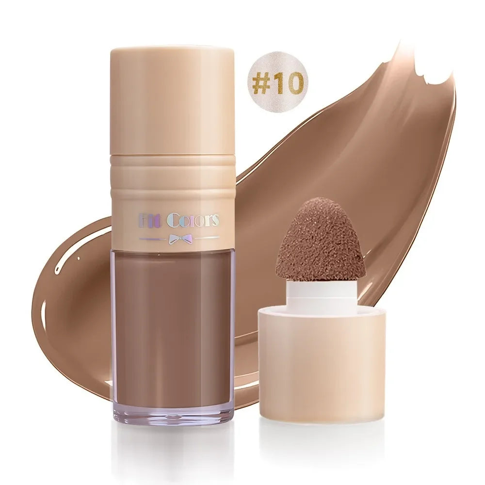 14 Colors Matte Liquid Blush Contour Highlighter Waterproof Long Lasting Sponge Brush Head High Pigment Blusher Brighten Bronzer HIP 10 Contour