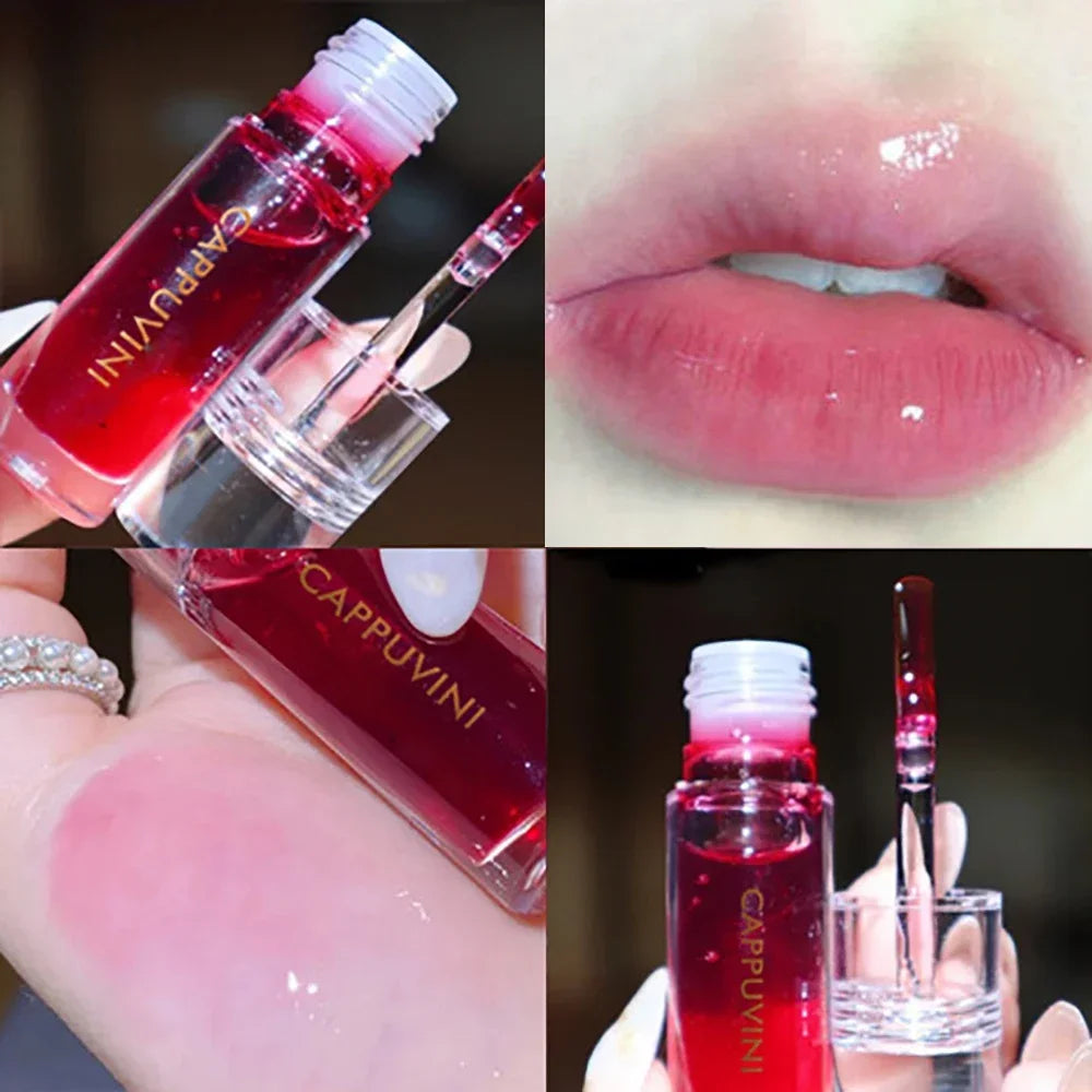 Transparent Crystal Jelly Lipgloss Shiny Clear Mirror Moisturizing Lip Balm Glitter Liquid Lipstick Lip Oil Fruit Taste Lip Tint HIP 1Pcs05 Cherry Taste