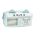 Kawaii Cat Ear Pencil Case – Large Capacity Stationery Pouch Pencil Case Pouch HIP Blue White