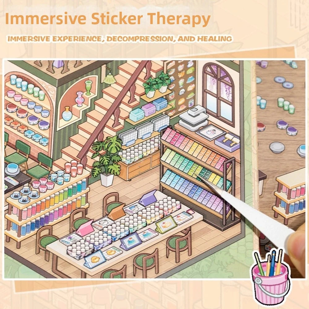 3D Scene Sticker Book – 8 Scenes 24 Sheets DIY Craft DIY Craft Sticker Book HIP