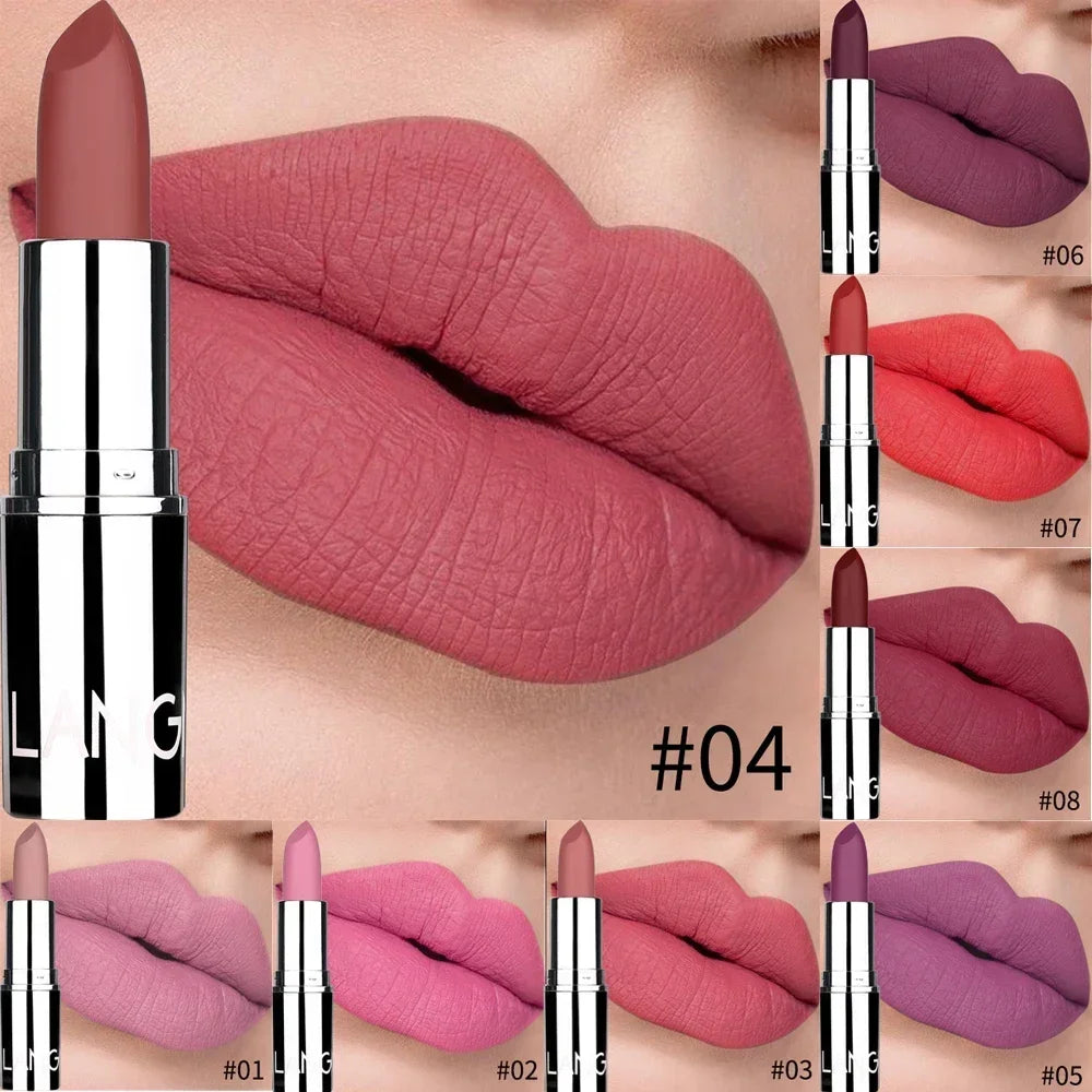 8 Colors Matte Bullet Lipstick Waterproof Long-Lasting Velvet Lipstick Easy To Wear Nude batom Nutritious Makeup HIP