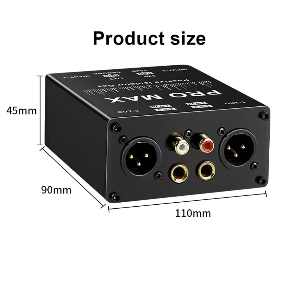 2-Way Passive Audio Isolator – XLR RCA 6.5mm Dual Channel Audio Isolator HIP