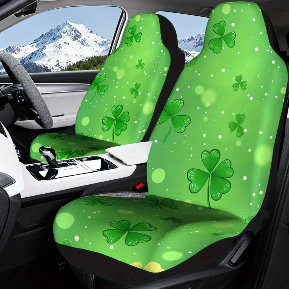 2-Pc St. Patrick's Day Shamrock Car Seat Covers | All Season Car Seat Covers HIP