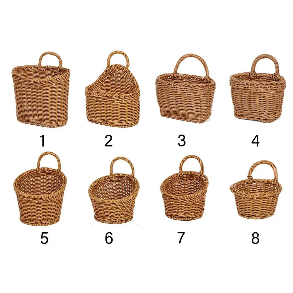 Hand-Woven Imitation Rattan Hanging Storage Basket – Brown Storage Basket HIP