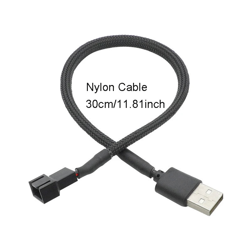 5V USB to 3-Pin CPU Fan Adapter Cable with Switch – 30cm Fan Adapter Cable HIP 30cm nylon