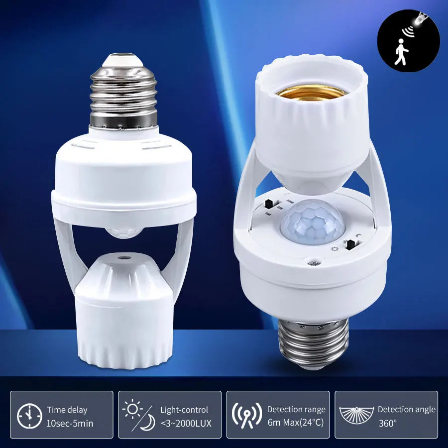 E27 LED Bulb Motion Sensor Switch Lamp Holder Switch Bulb Holder Socket Adapter Converter Induction Infrared Lamp Base AC85-265V HIP