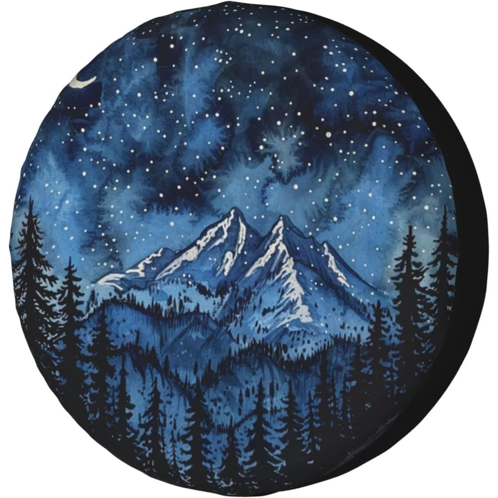 Starry Night Mountain Forest Spare Tire Cover – RV & SUV Spare Tire Cover HIP 1 14 in
