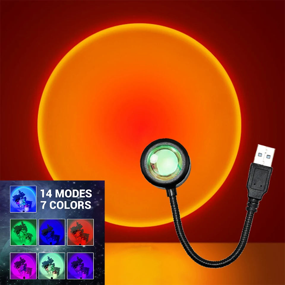 LED Sunset Lamp Nightlights USB Projector Birthday Party Decoration Mood Lights For Bedroom Living Room Wall Photography HIP