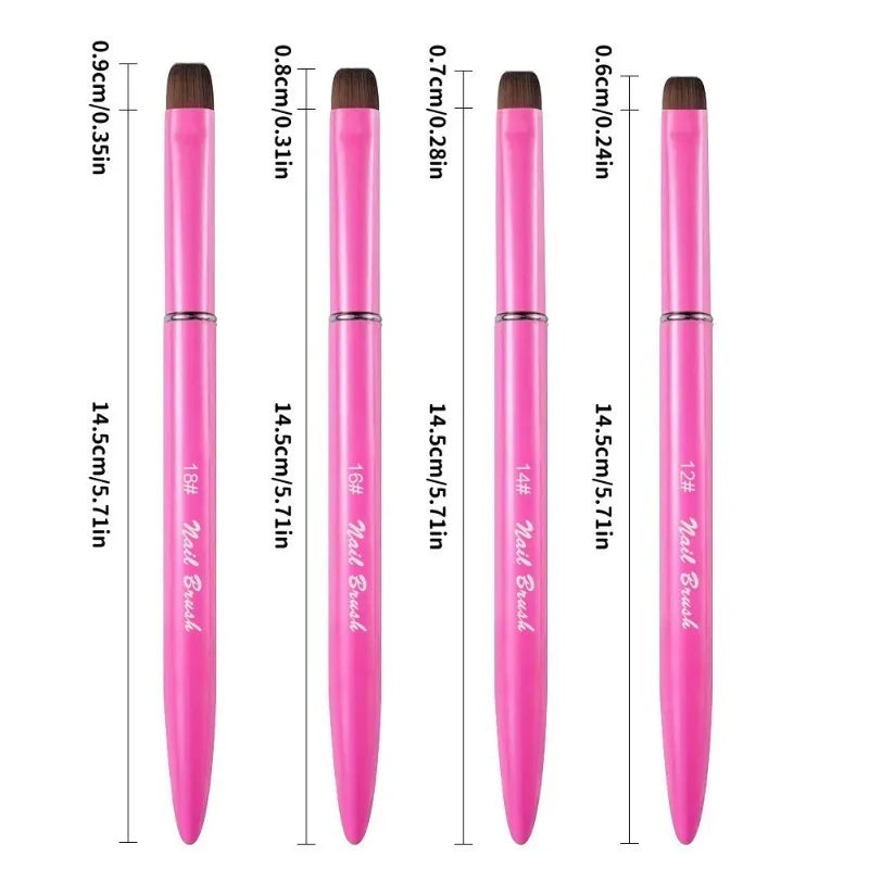 French Tip Nail Painting Brush Metal Handle Flat Round Head Manicure Tool Gel Polish Application Nail Surface Cleaning DIY Nail HIP