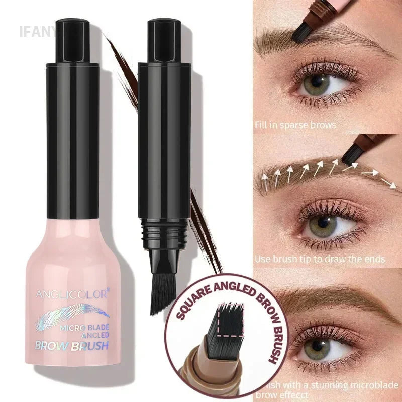 Wild Eyebrow Pencil Square Angled Brush Velvet 3D Brow Dye Cream Hairline Anti-smudge Waterproof Multifunction Eyebrow Tint Pen HIP