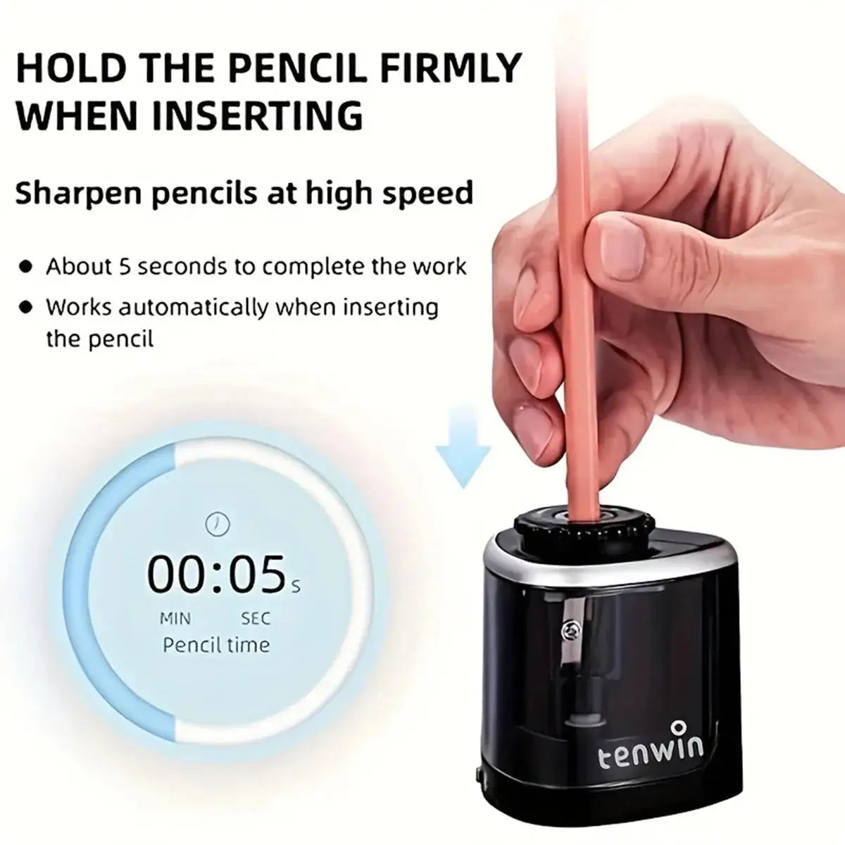 Electric Auto Pencil Sharpener 6–8mm | School & Office Desk Electric Pencil Sharpener HIP