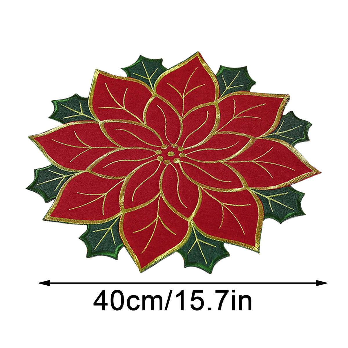 Christmas Holly Leaf Red Fruit Meal Mat Limited Edition Red with Green Insulation Mat Decorative Plate Mat Christmas HIP