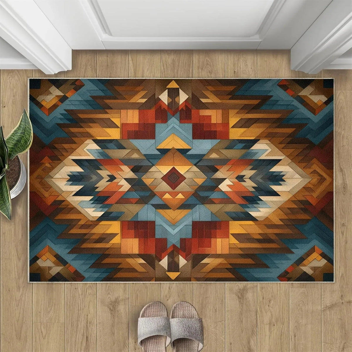 Bohemian Geometric Doormat – Colorful Non-Slip Ethnic Rug Decorative Doormat HIP 1 50x80cm-Felt