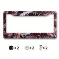 Dragon Cherry Blossom Metal License Plate Frame – Rust-Proof License Plate Frame HIP 1
