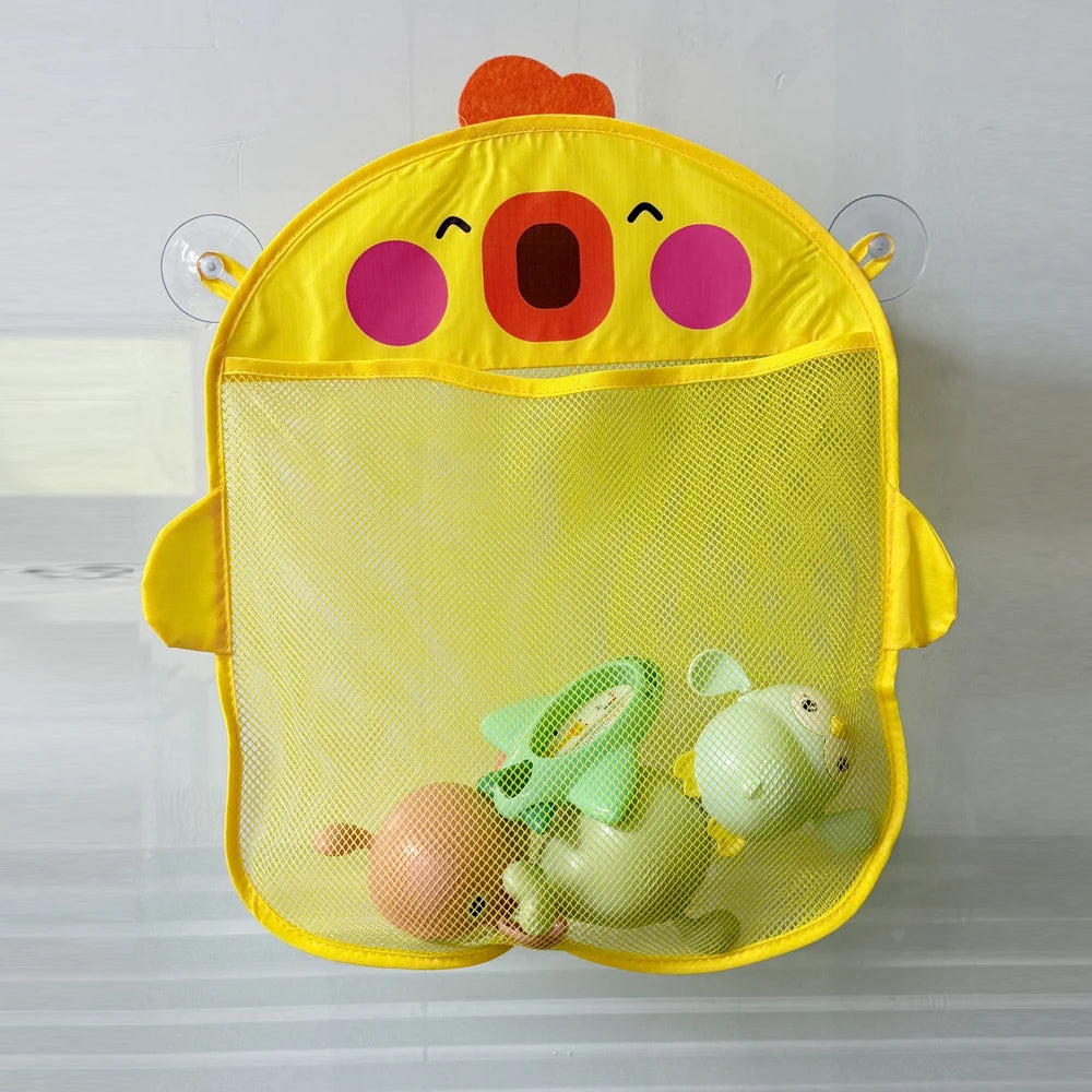 Cartoon Animal Baby Bath Toy Mesh Bag – Wall Hanging Organizer Bath Toy Organizer HIP C111-Yellow
