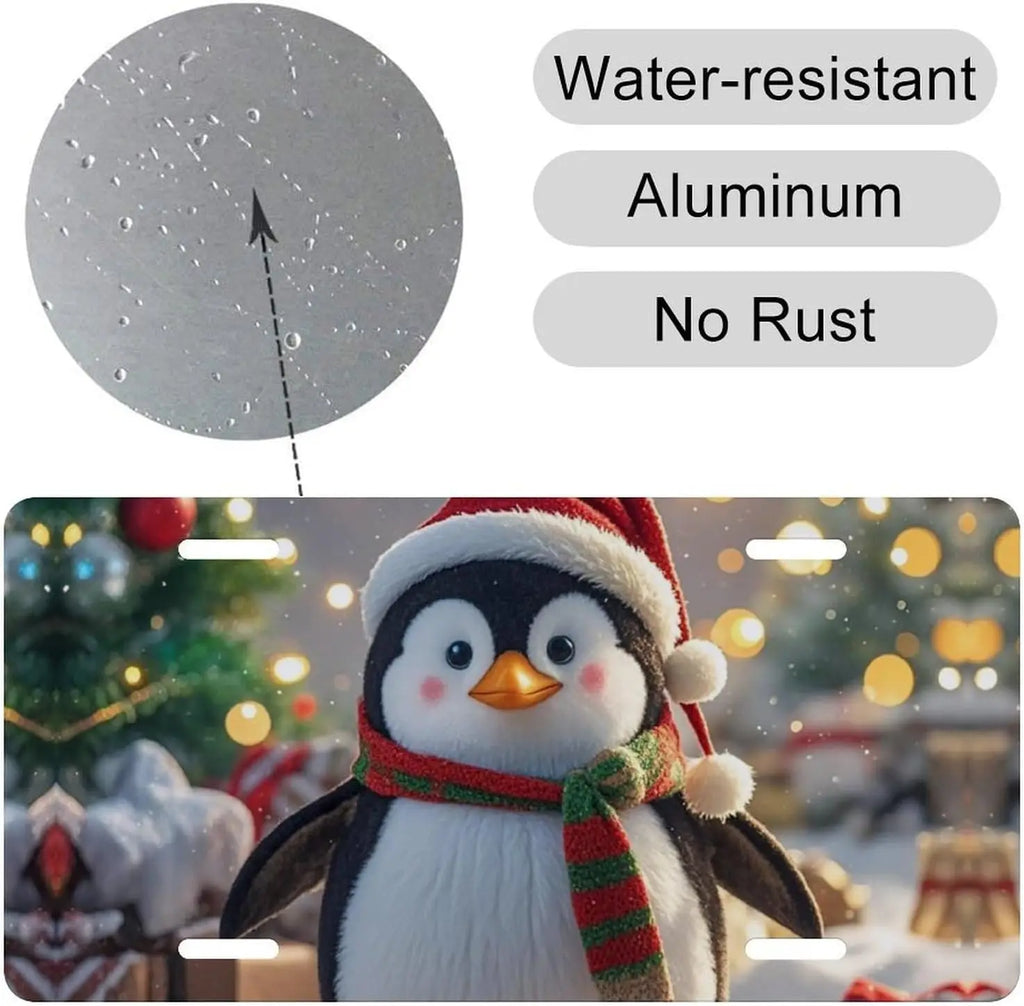 Christmas Penguin Aluminum Car Front License Plate Frame Cover License Plate Frame HIP