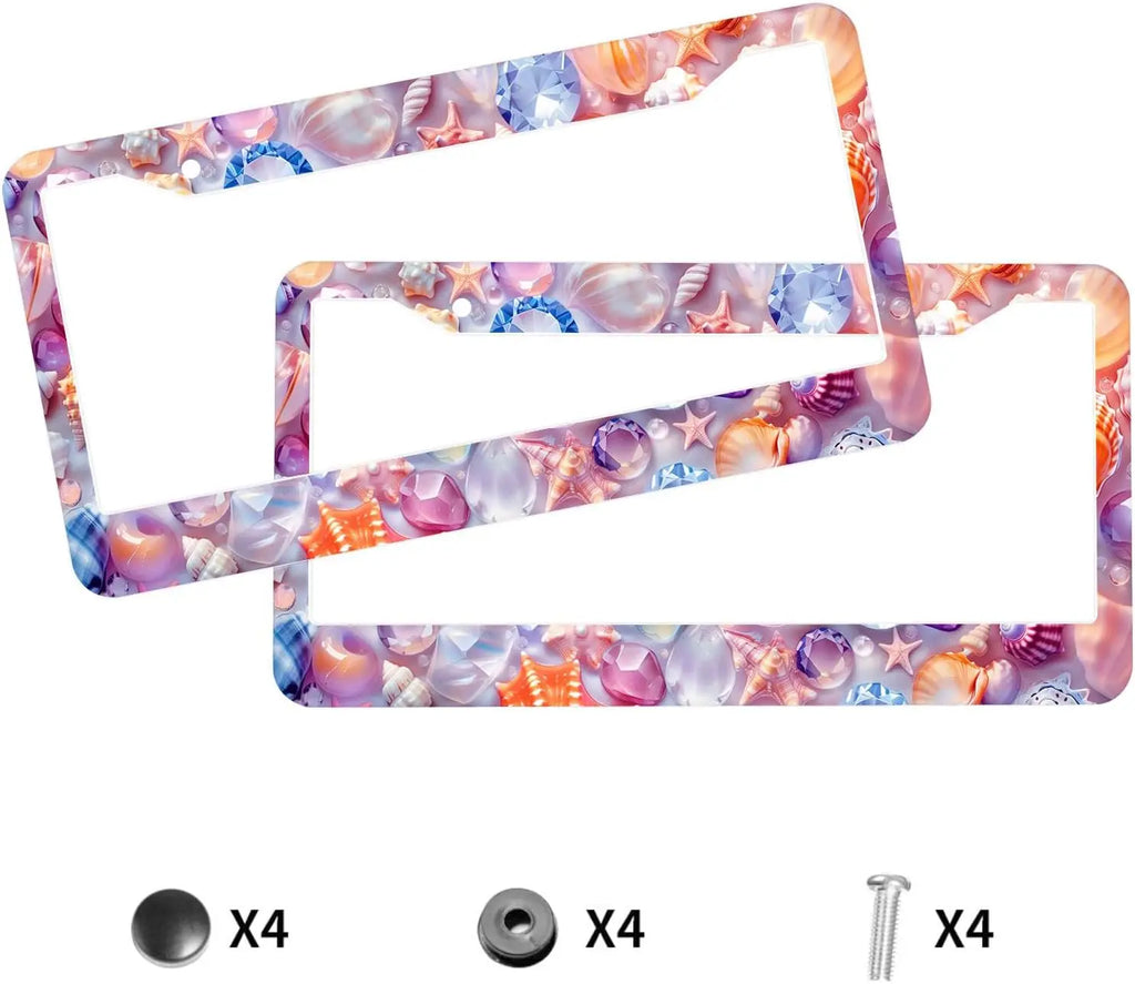 Crystal Shell License Plate Frame – Rust-Proof Ocean Gem License Plate Frame HIP