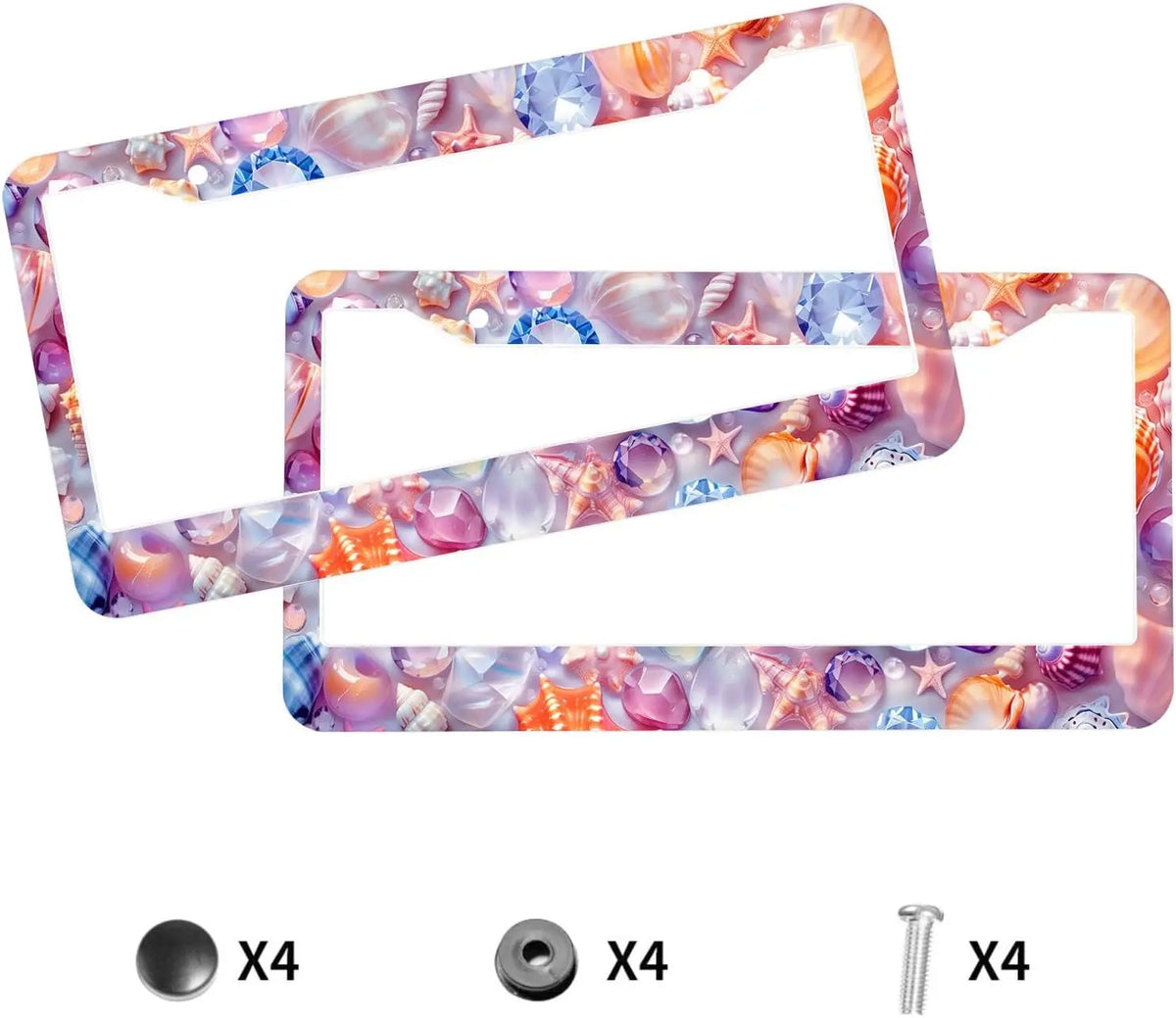 Crystal Shell License Plate Frame – Rust-Proof Ocean Gem License Plate Frame HIP