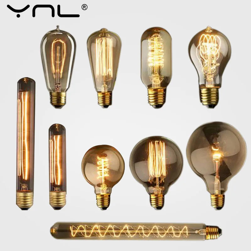 YNL E27 Vintage Edison Filament Bulb 40W ST64 G80 G95 G125 Vintage Filament Bulb HIP
