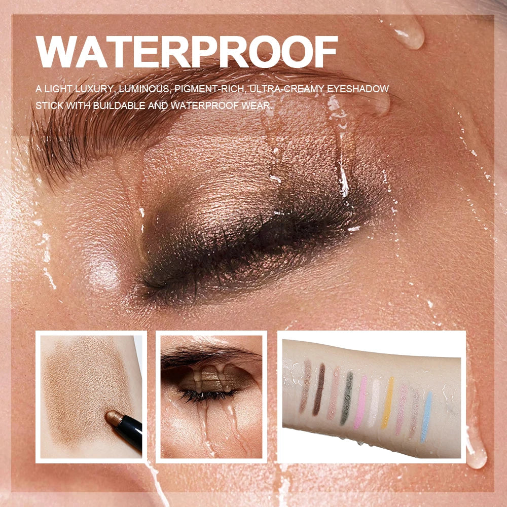 2pcs Eyeshadow Liner Sticks Matte & Shimmer Waterproof Metallic Glitter Eye Shadow Highlighter Pencil Eyeshadow Natural Cosmetic HIP