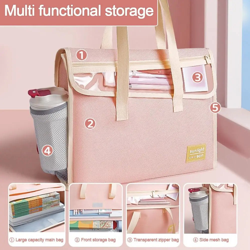 A4 Canvas File Bag – Large Capacity Multilayer Tutoring Bag Canvas File Bag HIP