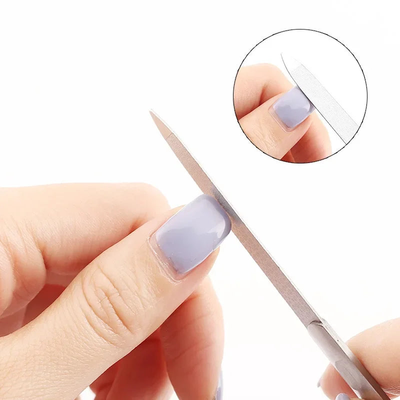 Stainless Steel Nail File Manicure Steel Push Double Side Scrub Cuticle Cutter Hangnail Fork Remove Nail Polish Salon Care Tools HIP