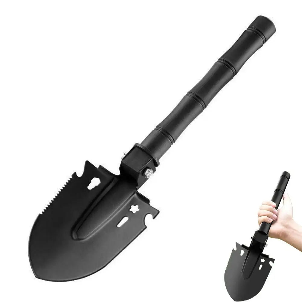 Thickened Military Folding Shovel Portable Survival Spade With Saw Bottle Opener Heavy Duty Steel Entrenching Tool For Off Road HIP black