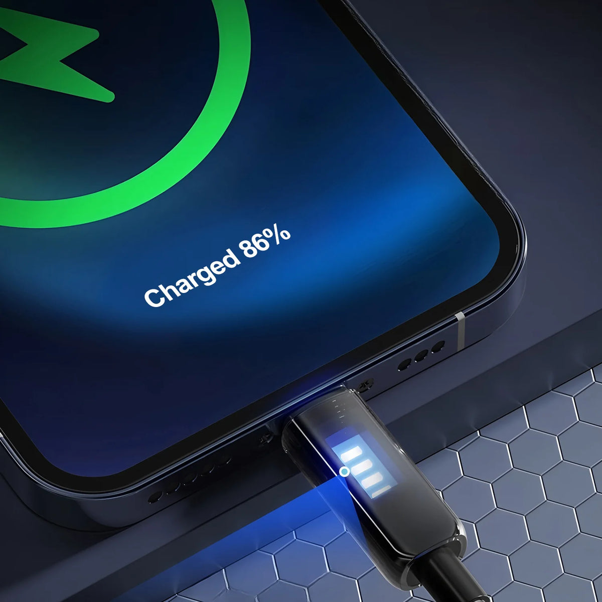 BESY LED USB-C to C Fast Charging Braided Cable – 3A Dual PD USB-C Charging Cable HIP