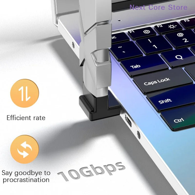 90° Right Angle USB-C to USB-A 3.0 Adapter | 10Gbps USB Adapter HIP