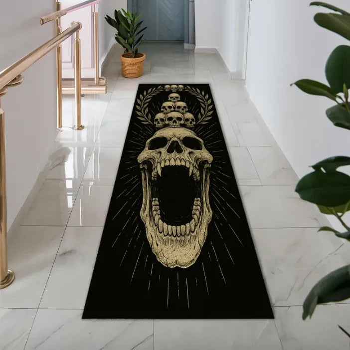 Gothic Skull Runner Rug – Non-Slip Washable Hallway Mat Hallway Runner Rug HIP