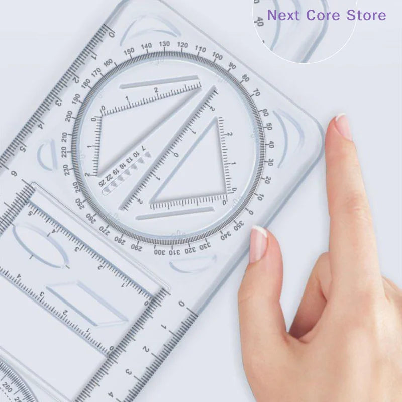 360° Geometric Drawing Ruler – Multifunctional Transparent Geometric Drawing Ruler HIP
