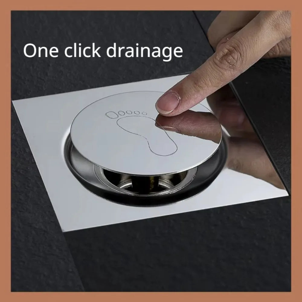 Square Pop-Up Floor Drain | Stainless Steel & Anti-Odor Shower Floor Drain HIP