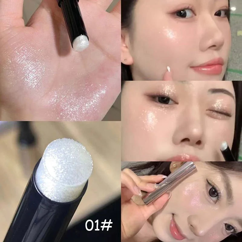 Glittering Highlighter Stick Silver White Lying Silkworm Eyeshadow Pen Lasting Pearlescent Shimmer Face Contour Eyes Makeup Tool HIP 01