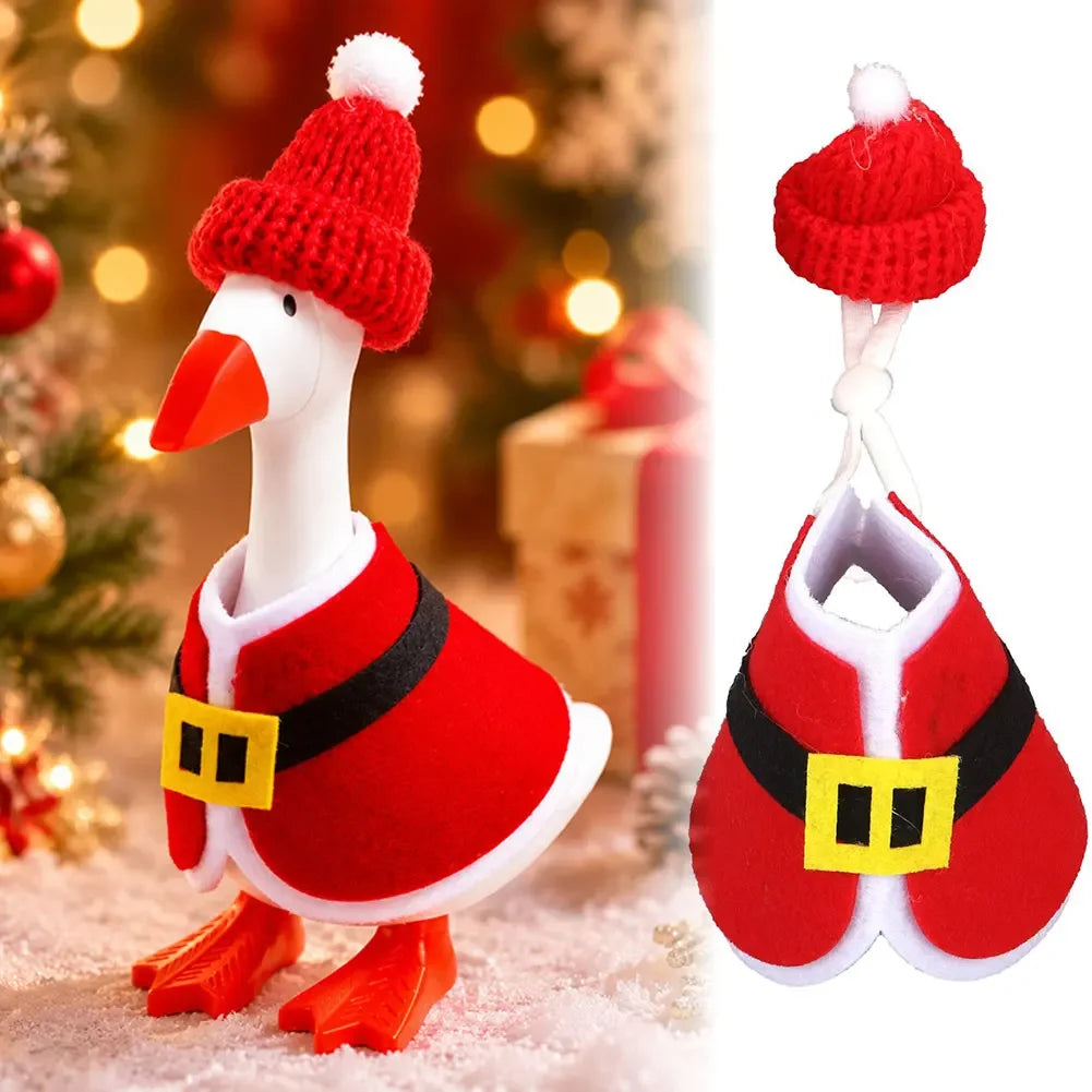 7 Inch Desk Goose Outfits Set Multi Holiday Santa & Reindeer Mini Costume Hat Scarf Clothes Desktop Ornament Decor HIP