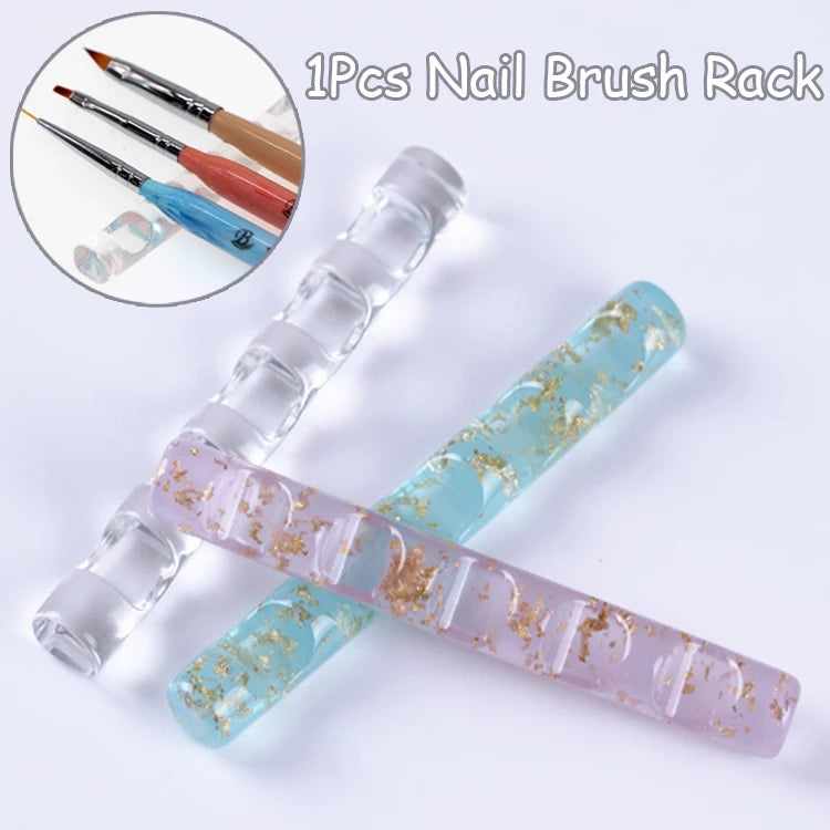 1 Pcs 5 Grids Acrylic Clear Nail Brush Rack Shelf Painting Pen Holder Stand Colorful UV Gel Brush Display Holder Nail Art Tool HIP