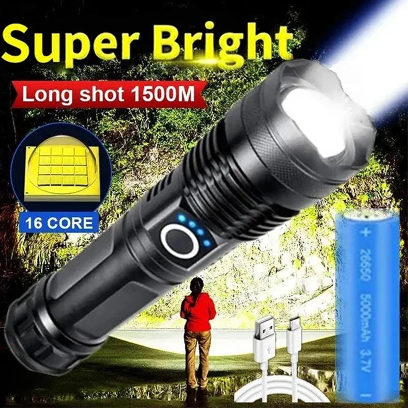 ESMARTER XHP100 LED Flashlight – Zoomable USB Rechargeable Torch LED Flashlight HIP