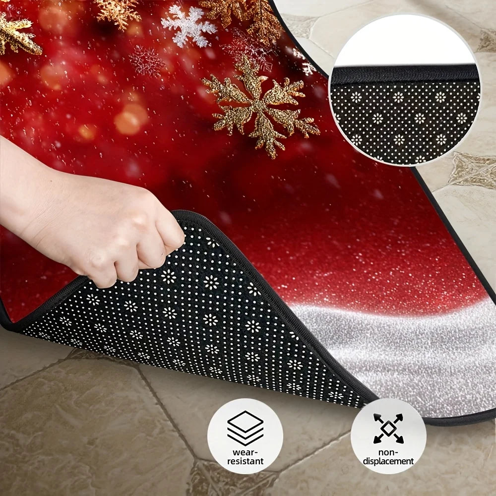 Set of 4 Christmas Snowy Red Car Floor Mats – Foldable Car Floor Mats HIP
