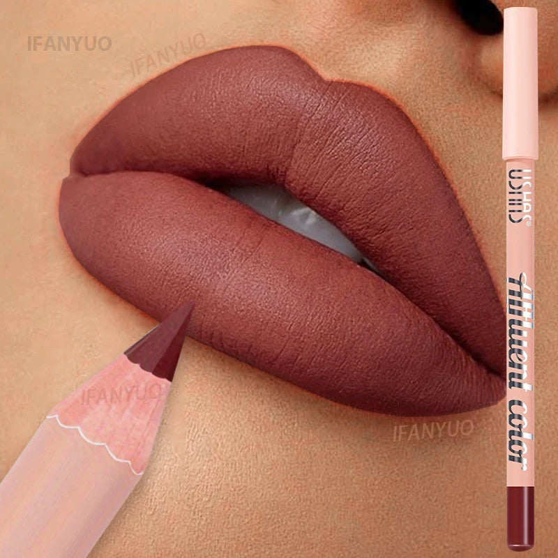 Ultra Matte Lip Liner Pencil Long-lasting Silky Smooth Outline and Filling Lips Contouring Versatile Shades for All Skin Types HIP